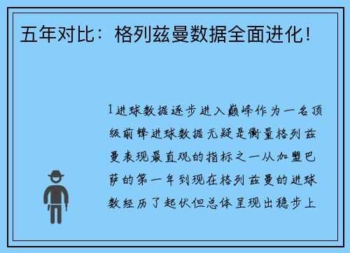 五年对比：格列兹曼数据全面进化！